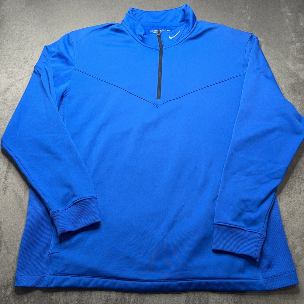 Nike Golf Pullover Men's 2XL Tour Performance Therma Blue Quarter Zip Sportswear